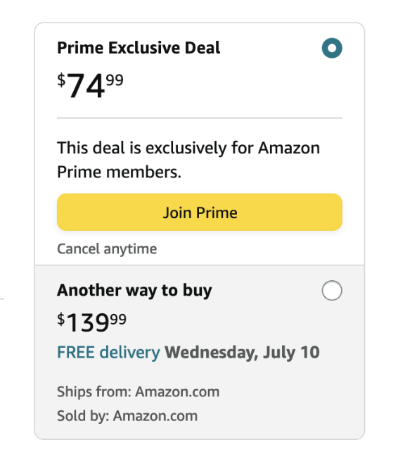 Image of what Prime Exclusive Discount Looks like on UI
