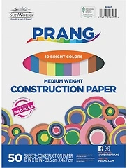 Prang Construction Paper, 10 Assorted Colors, 12" x 18", 50 Sheets