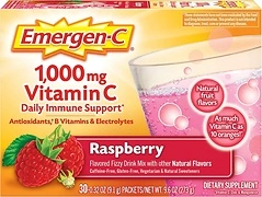 Emergen-C 1000mg Vitamin C Powder, Raspberry Flavor, 30 Count, Immune Support