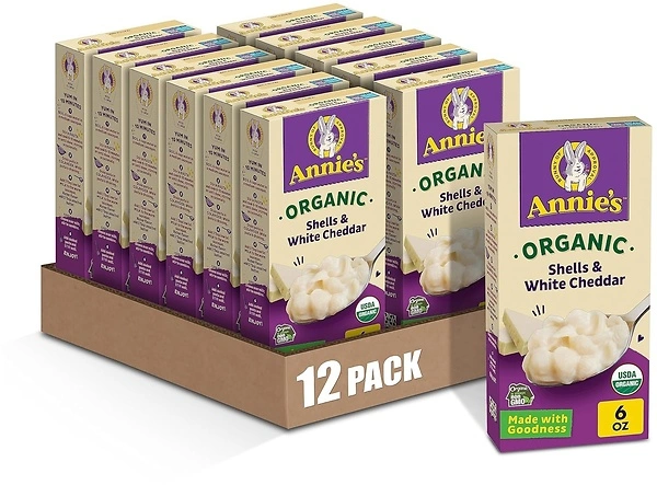 Annie's Organic Shells and White Cheddar, Made with Real Cheese, 6 oz (Pack of 12)