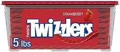 TWIZZLERS Twists Strawberry Flavored Licorice Style, Low Fat Candy Tub, 5 lb