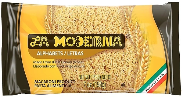 La Moderna Alphabet Pasta, Noodles, Durum Wheat, Protein, Fiber, Vitamins, 7 Oz