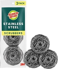 Scotch-Brite Stainless Steel Scrubber, Dish Scrubbers for Cleaning, 3 Count