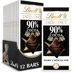 Lindt EXCELLENCE 90 Cocoa Dark Chocolate Bar, Chocolate Candy for Holidays, 3.5 oz. (12 Pack)