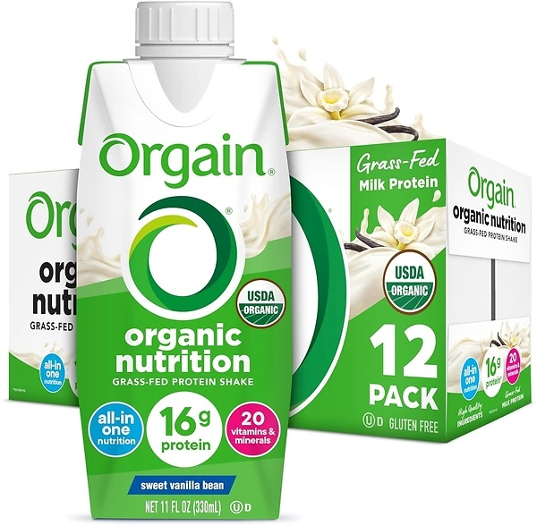 Orgain Organic Protein Shake, Vanilla, 16g Protein, 11 Fl Oz, 12 Pack