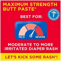 Boudreaux's Butt Paste Maximum Strength Diaper Rash Cream, 2 oz Tube