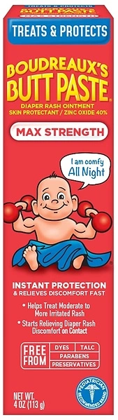 Boudreaux's Butt Paste Maximum Strength Diaper Rash Cream, 4 oz Tube