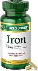 Nature's Bounty Iron 65mg, 325 mg Ferrous Sulfate, 100 Tablets