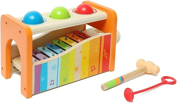 Hape Pound & Tap Bench with Xylophone, Wooden Musical Toy for Toddlers