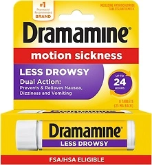 Dramamine All Day Less Drowsy, Motion Sickness Relief, 8 Count