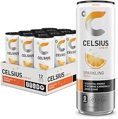 CELSIUS Sparkling Orange, Functional Essential Energy Drink 12 Fl Oz (Pack of 12)
