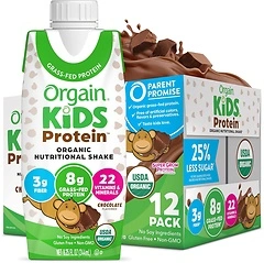 Orgain Organic Kids Nutritional Protein Shake, Chocolate, 12 Pack, 8.25 Fl Oz