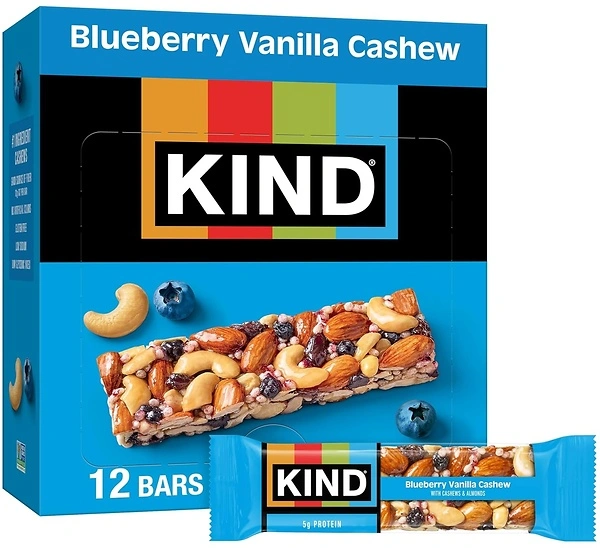 KIND Bars, Blueberry Vanilla Cashew, Healthy Snacks, Gluten Free, 12 Count