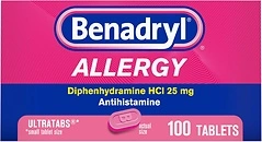Benadryl Ultratabs Allergy Relief Medicine, 100ct, Cold & Allergy Symptoms