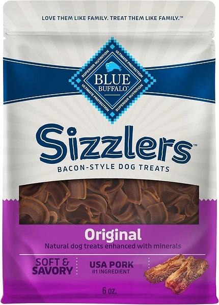 Blue Buffalo Sizzlers Soft Dog Treats, Bacon-Style w/ Real USA Pork, 6-oz. Bag