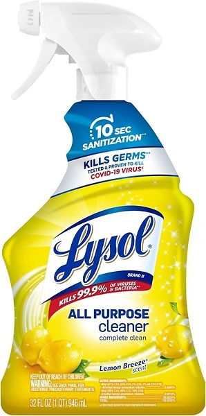 Lysol All Purpose Cleaner Spray, Multi-Purpose Disinfecting, Lemon Breeze, 32 Fl Oz