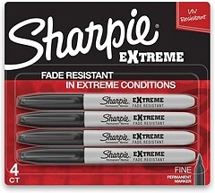 SHARPIE Extreme Permanent Markers, Fine Point, Black, 4 Count