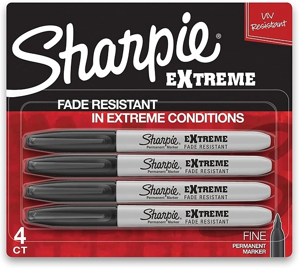 SHARPIE Extreme Permanent Markers, Fine Point, Black, 4 Count