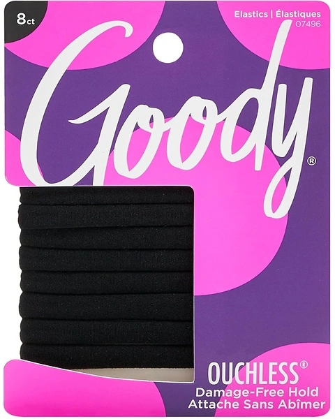 Goody Thick Hair Ties - Athletic Bands, 8 Count, Black, All Hair Types