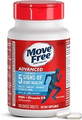 Move Free Advanced Glucosamine Chondroitin MSM + Vitamin D3, 120 Tablets