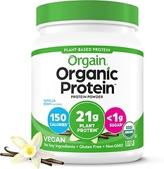 Orgain Organic Vegan Protein Powder, Vanilla Bean, 21g Protein, 1.02 lb
