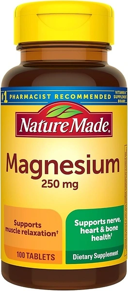 Nature Made Magnesium Oxide 250 mg, Supplement for Muscle & Heart Health, 100 Tablets