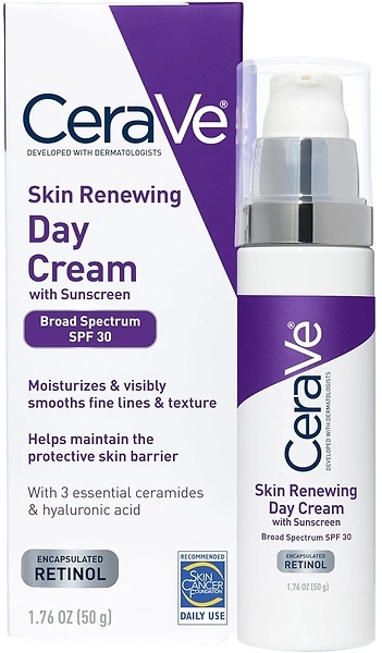 CeraVe SPF 30 Anti-Wrinkle Face Cream with Retinol, 1.76 oz