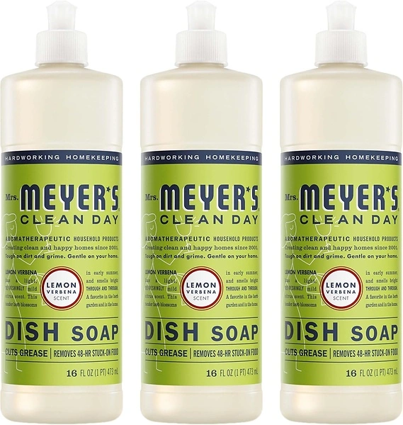 MRS. MEYER'S CLEAN DAY Liquid Dish Soap, Lemon Verbena, 16 fl. oz, Pack of 3