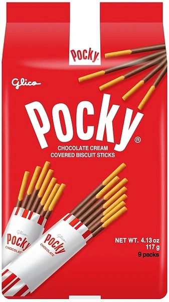 Glico Pocky, Chocolate Cream Covered Biscuit Sticks (9 Individual Bags), 4.13 oz