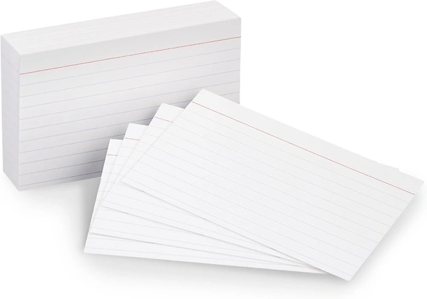 Amazon Basics Heavy Weight Ruled Lined Index Cards, White, 3x5 Inch Card, 100-Count