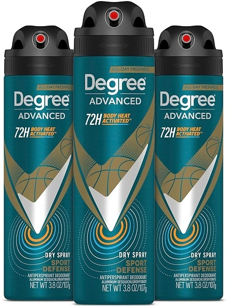Degree Men Antiperspirant Deodorant Dry Spray, Sport Defense, 3 Count, 3.8 oz