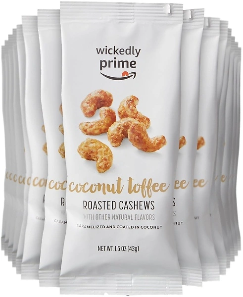 Wickedly Prime Roasted Cashews, Coconut Toffee, 1.5 Oz (15 Pack)