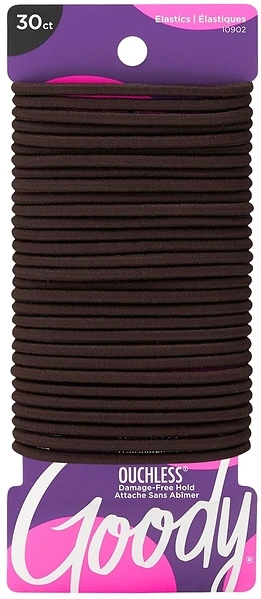 Goody Ouchless Hair Elastics, No Pull, Tangle-Free Hold, 30 Count, Brown