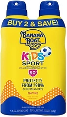 Banana Boat Kids Sport Sunscreen Spray SPF 50, Twin Pack, Oxybenzone Free, 6oz x 2