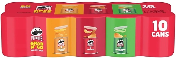 Pringles Potato Crisps, Grab N' Go Snack Pack, Variety Pack, 10 Cans
