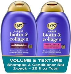 OGX Thick & Full Biotin & Collagen Shampoo & Conditioner Set, 13 Fl Oz (Pack of 2)