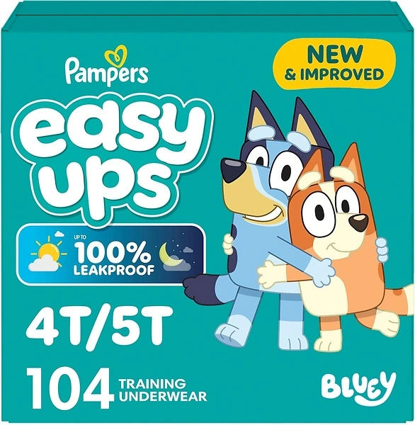 Pampers Easy Ups Boys & Girls Potty Training Pants, Size 4T-5T, 104 Count