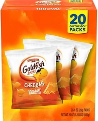 Goldfish Cheddar Cheese Crackers, Baked Snack, 1 oz On-the-Go Packs, 20 Count