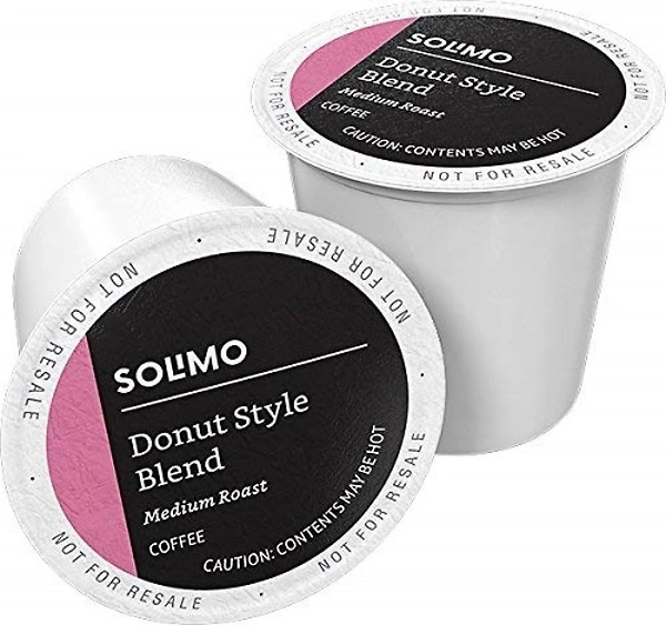 Solimo Medium Roast Coffee Pods, Donut Style, Keurig 2.0 Compatible, 100 Count