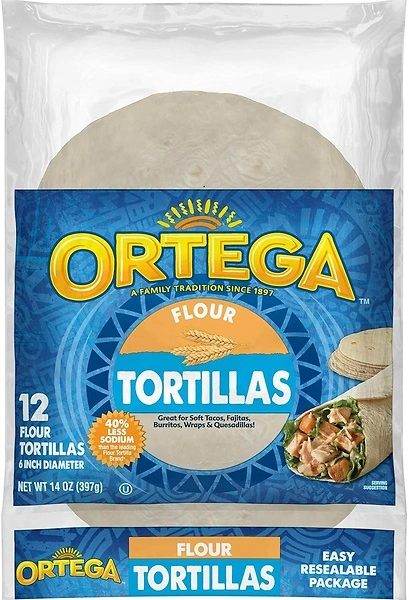 Ortega Flour Tortillas, 6 Inch, 12 Tortillas