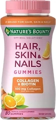 Nature's Bounty Hair, Skin & Nails with Biotin and Collagen, 2500 mcg, 80 Ct Gummies