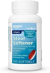 Amazon Basic Care Stool Softener, Docusate Sodium 100 mg, 100 Softgels