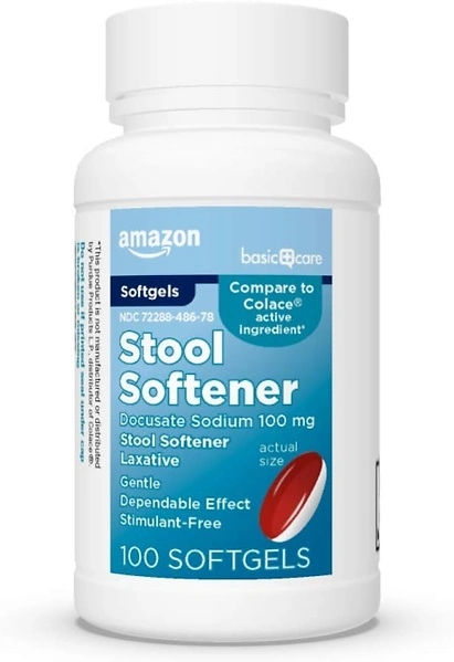 Amazon Basic Care Stool Softener, Docusate Sodium 100 mg, 100 Softgels