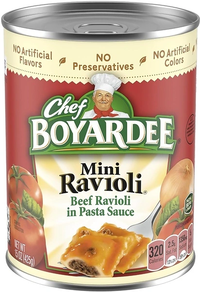 Chef Boyardee Mini Beef Ravioli, Microwave Pasta, Canned Food, 15 oz.