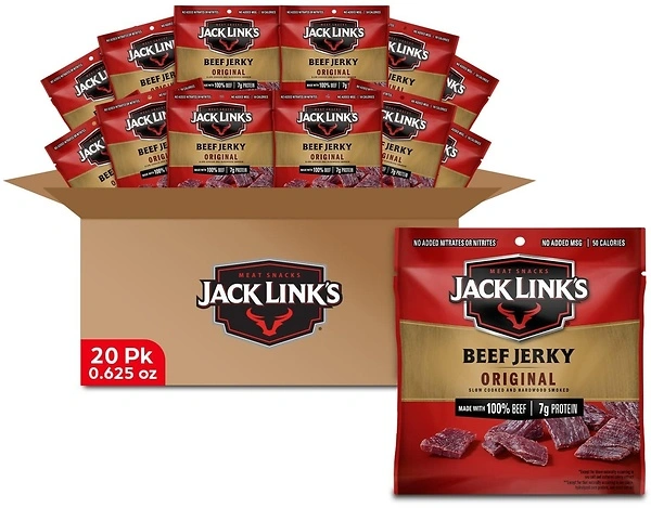 Jack Link's Beef Jerky, Original Flavor, 7g Protein, 0.625 oz, 20 Count