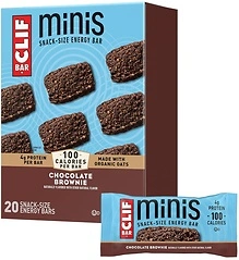 CLIF BAR Minis, Chocolate Brownie Flavor, 4g Protein, 0.99 oz, 20 Pack