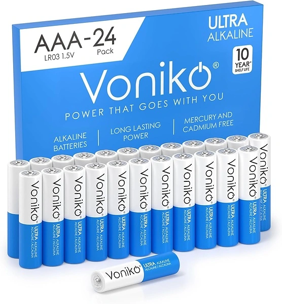 Voniko Premium AAA Batteries, 24 Pack, Alkaline Ultra Long-Lasting 1.5v