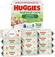 Huggies Natural Care Baby Wipes, Unscented, 768 Wipes, 12 Flip-Top Packs
