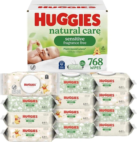 Huggies Natural Care Baby Wipes, Unscented, 768 Wipes, 12 Flip-Top Packs