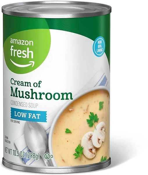 Amazon Fresh Condensed Low Fat Cream Of Mushroom Soup, 10.5 Oz